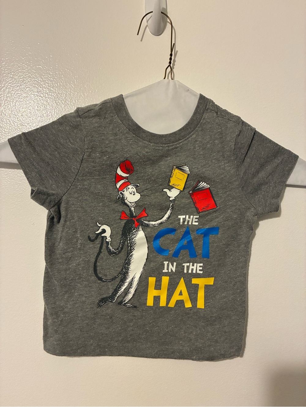Dr. Seuss The Cat in the Hat Tee - Gray with Red, Blue & Yellow Graphic